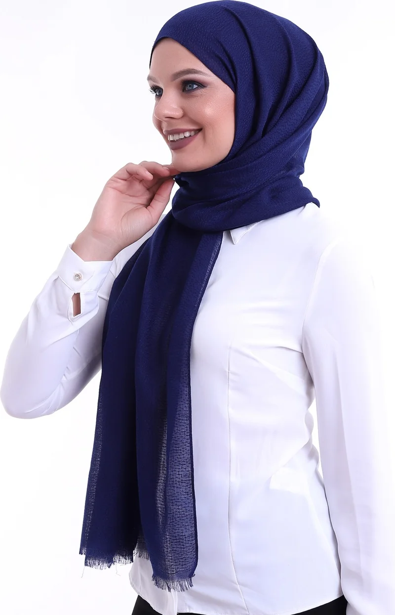 İhvan Online Patterned Cotton Shawl Navy Blue