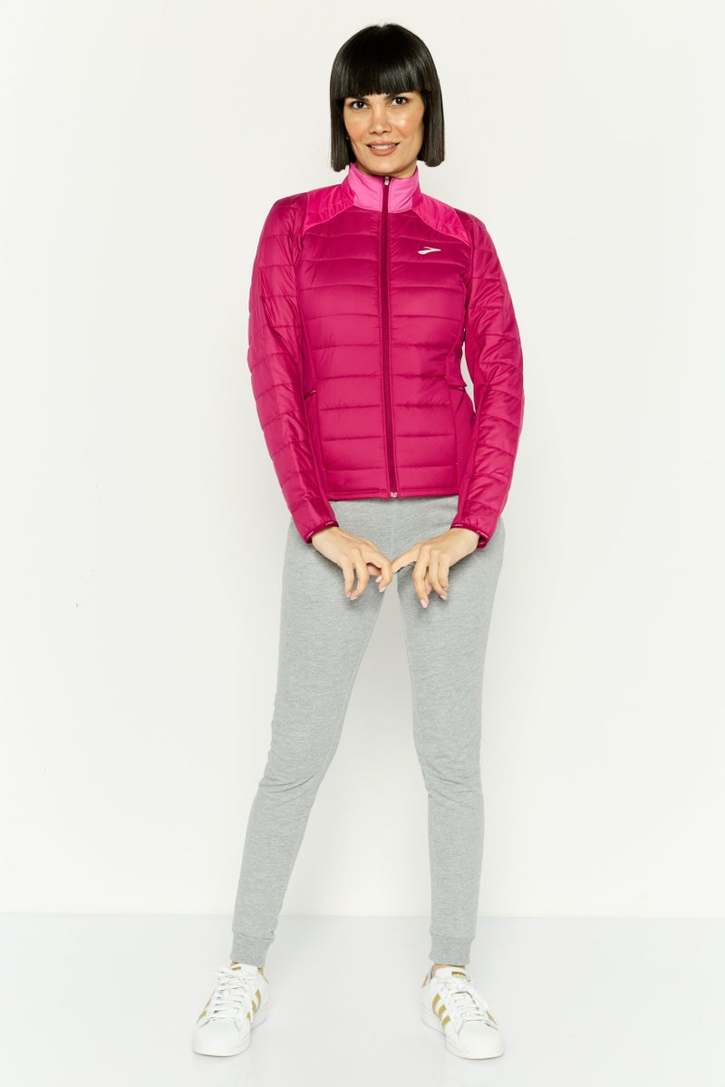 Brooks جاكيت خارجي طويل الأكمام للنساء، رياضي، وردي داكن - Image 2