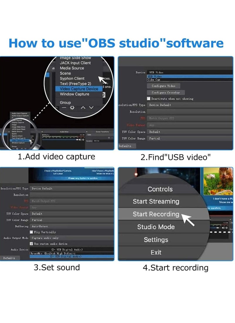 MIGOFAST - Portable Audio Video Capture Cards, HDMI to USB 2.0 1080P 4K Record, Via DSLR Camcorder Action Cam for High Definition Acquisition, Live Broadcasting - Image 1