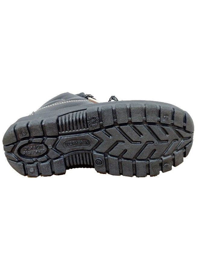 Workman - Arrow Black Leather Safety Shoes for | Bike Learning Safety Shoes | Antistatic, Anti-Slip, Oil & Heat Resistant | Double Density with Steel Toe | Size-43 - Image 1