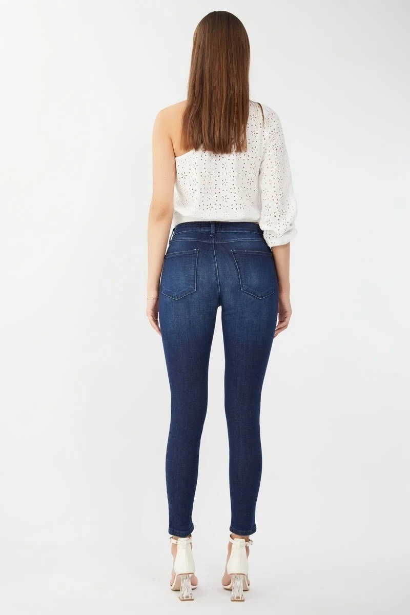 باني جينز Women's Skinny Fit Flexible Trousers Dark Blue