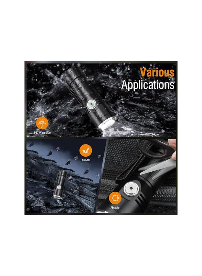 promass Mini EDC Flashlight, Rechargeable High Lumen 2000, Small Powerful Pocket Flashlights with Clip Magnet, USB C Waterproof LED Tiny Flash Light - Image 5