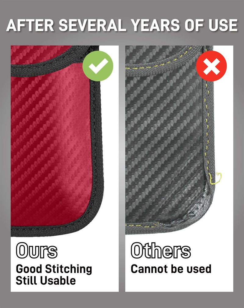 Vammcht Upgraded Faraday Bag for Key Fob (2 Pack), Premium Faraday Key Fob Protectorâ€“ Car RFID Signal Blocking, Car Security Protection, Anti-Theft Pouch, Anti-Hacking Case Blocker Red - Image 5