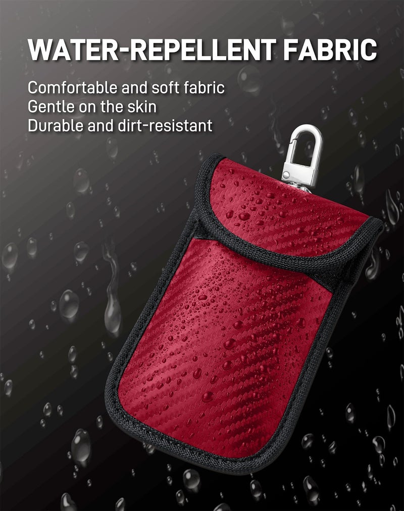Vammcht Upgraded Faraday Bag for Key Fob (2 Pack), Premium Faraday Key Fob Protectorâ€“ Car RFID Signal Blocking, Car Security Protection, Anti-Theft Pouch, Anti-Hacking Case Blocker Red - Image 4