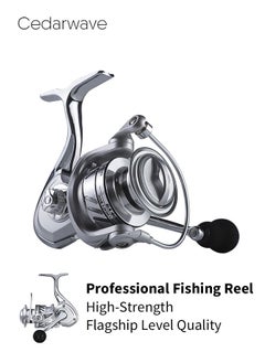 Spinning Reel, All Mental Frame and Rotor,Waterproof with CNC handle,Max 8kg Drag, Ultra Smooth with 5.2:1 Gear Ratio, High Performance Professional Fishing, Balanced and LightWeight, Perfect for Freshwater or Saltwater Fishing - GA3000