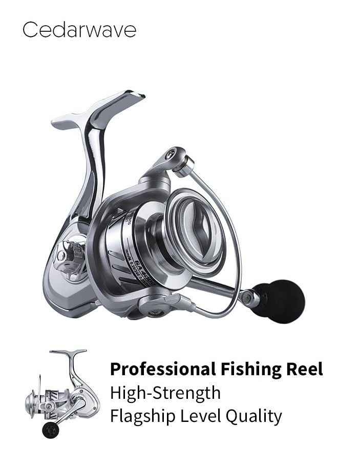 Cedarwave Spinning Reel, All Mental Frame and Rotor,Waterproof with CNC handle,Max 8kg Drag, Ultra Smooth with 5.2:1 Gear Ratio, High Performance Professional Fishing, Balanced and LightWeight, Perfect for Freshwater or Saltwater Fishing - GA3000  - Image 1