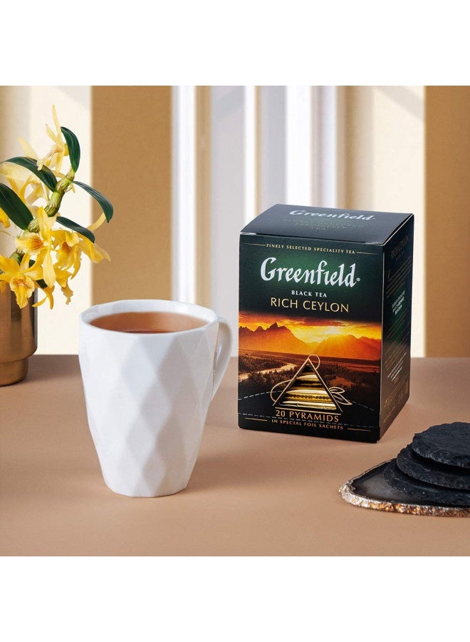 Greenfield Greenfield Rich Ceylon Pyramid Collection 20 Pyramids In Special Foil Sachets Black Tea Finely Selected Speciality Tea - Image 3