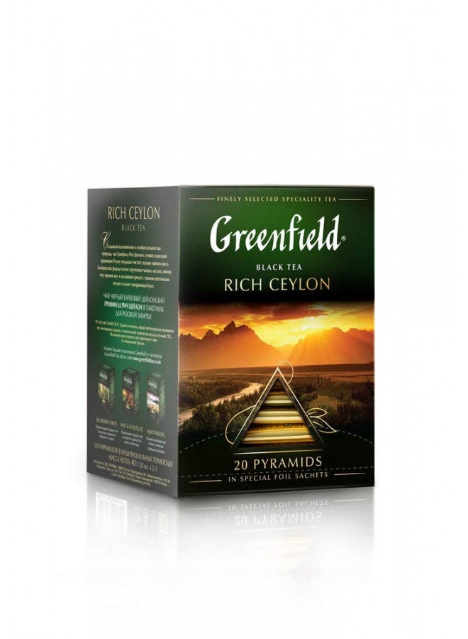 Greenfield Greenfield Rich Ceylon Pyramid Collection 20 Pyramids In Special Foil Sachets Black Tea Finely Selected Speciality Tea - Image 5
