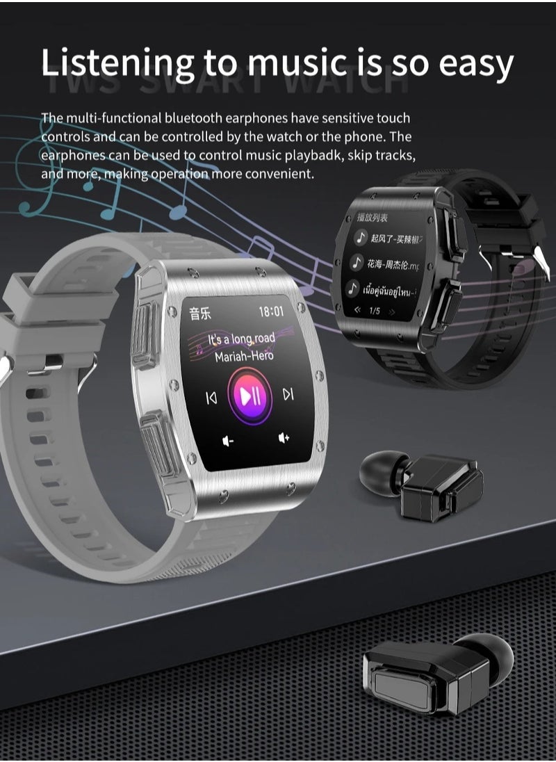 AROAQ - JM09 TWS Smart Watch Wireless Earphones 2 in 1 Bluetooth Call Earphones Music Playing Sports Fitness - Image 1