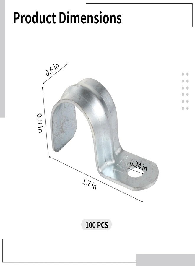 Homaisson 100 PCS 1/2 in Pipe Straps, Rustproof Zinc-Plated Metal Pipe Strap, Heavy Duty Saddle Clamp, Single Mounting Hole P-Type Conduit Clamp for Pipe Mounting, Stable Support - Image 5