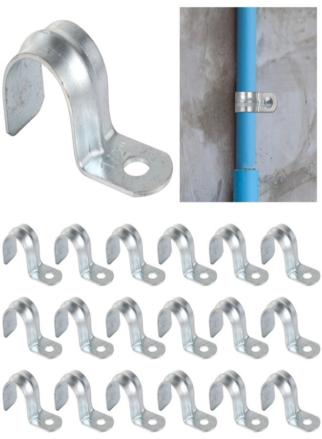 Homaisson 100 PCS 1/2 in Pipe Straps, Rustproof Zinc-Plated Metal Pipe Strap, Heavy Duty Saddle Clamp, Single Mounting Hole P-Type Conduit Clamp for Pipe Mounting, Stable Support - Image 2