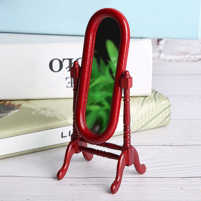 1:12 Mini Doll House Full Length Dressing Mirror Model Accessory Room Furniture Toy(Brown ) - Image 4