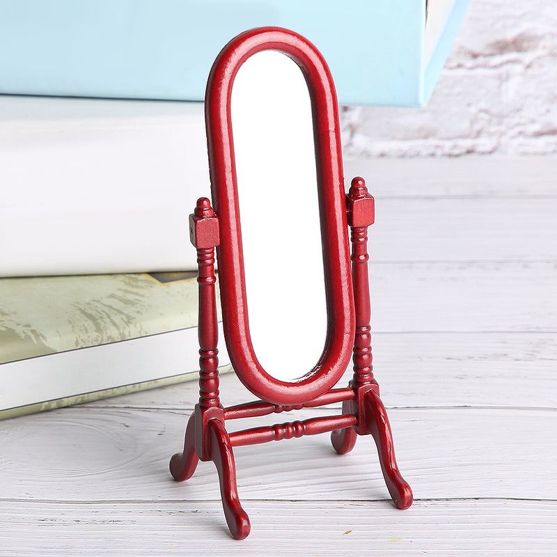 1:12 Mini Doll House Full Length Dressing Mirror Model Accessory Room Furniture Toy(Brown ) - Image 3