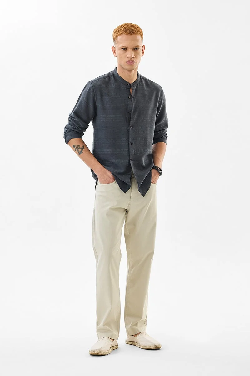 SNITCH Dark Green Textured Long Sleeve Slim Fit Shirt
