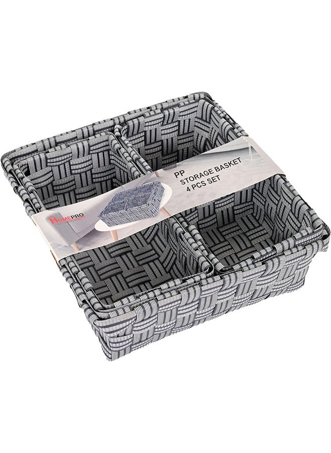 Home Pro - Organizer Basket 4-Pieces SetSturdy Lightweight and Easy to Maintain Ideal for clothes office stationery makeup items Basket Organizer Rectangular Premium - Image 1