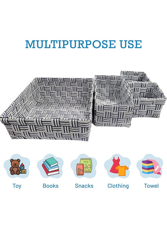 Home Pro - Organizer Basket 4-Pieces SetSturdy Lightweight and Easy to Maintain Ideal for clothes office stationery makeup items Basket Organizer Rectangular Premium - Image 1