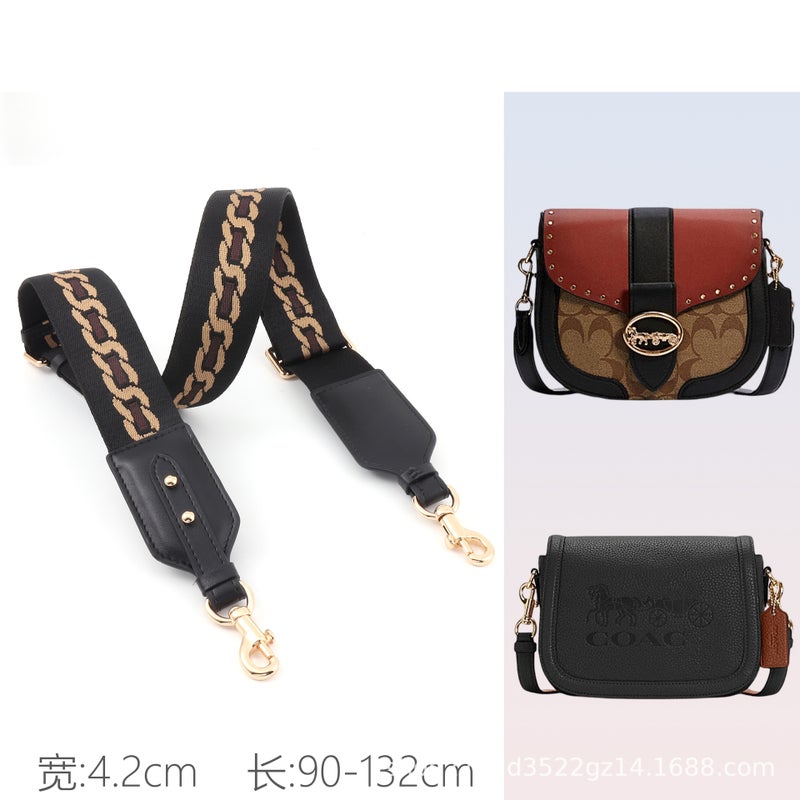 Coach beat Saddle Bag Crossbody Canvas Strap coac Adjustable Printed Wide Shoulder Strap ReplacementBlack print (Straight Gold Buckle) Black print (Straight Gold Buckle)