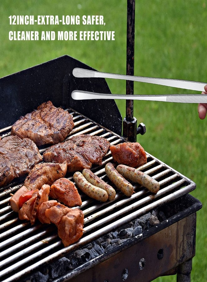 Perthlin 2 Pieces 12 Inch Tweezer Tongs Extra-long Kitchen Stainless Steel Cooking Tweezers with Round Tip Cooking Tongs for Grill, BBQ, Pasta - Image 4