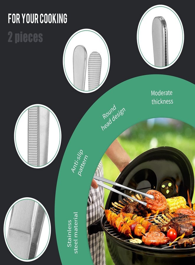 Perthlin 2 Pieces 12 Inch Tweezer Tongs Extra-long Kitchen Stainless Steel Cooking Tweezers with Round Tip Cooking Tongs for Grill, BBQ, Pasta - Image 3