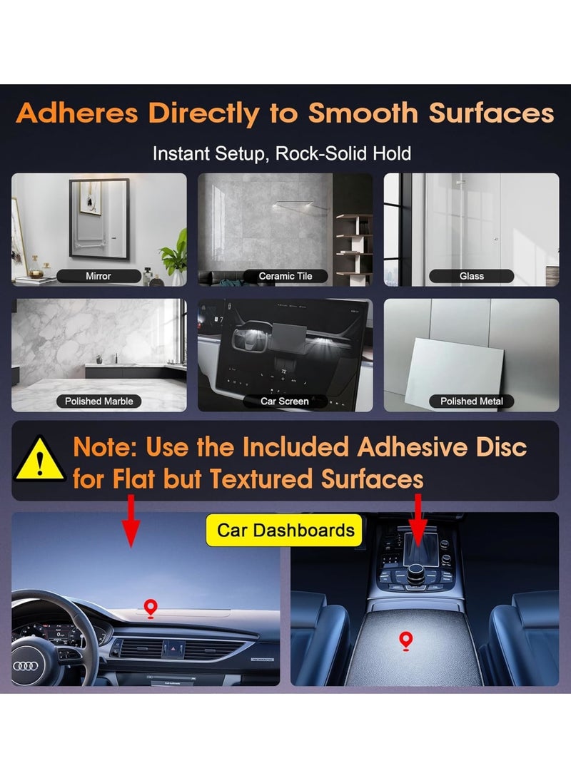 SYOSI Zinc Alloy Phone Stand,2025 Upgraded Suction Cup Phone Mount 360°Rotation, Vacuum Magnetic Car Holder for MagSafe Compatible With iPhone 16, 15, 14, 13, 12 & Android Phones (Black) - Image 2