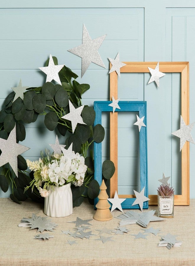 FOBSME 180 Pcs Silver Glitter Star Cutouts,4 Sizes - Image 3