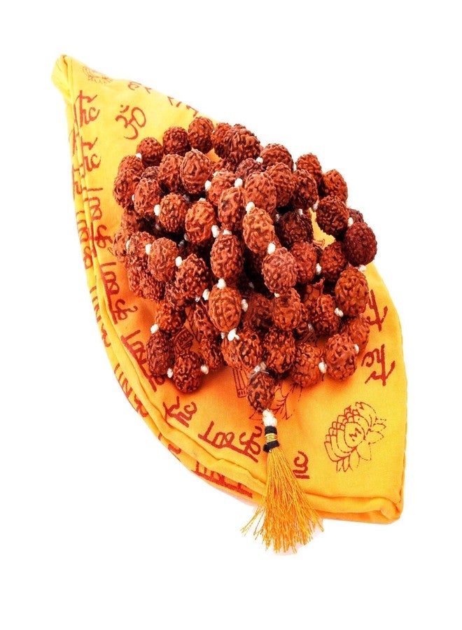 IS4A Panchmukhi 5 Mukhi (Face) Rudraksha Mala 10mm 108+1 Beads with Gaumukhi for Jaap,Meditaion Mala - Image 1