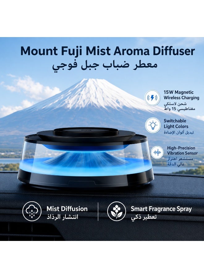 2-in-1 Smart Car Aromatherapy Diffuser & 15W Magnetic Wireless Fast Charger | Mount Fuji Cloud Air Freshener with RGB Ambient Light & Anti-Slip Base - Image 3