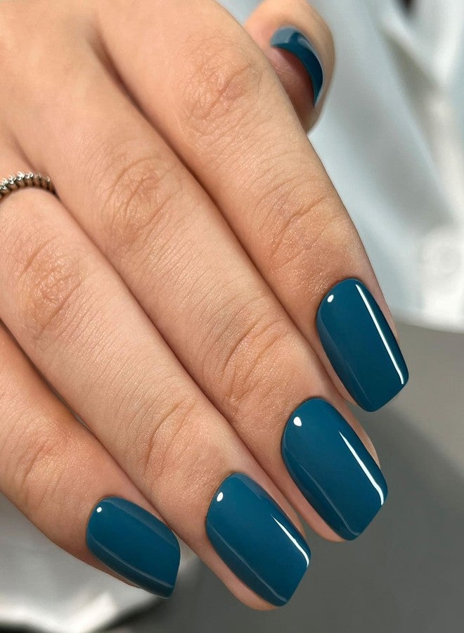 WAFOLOZE Blue Press On Nails - Short Square, Glue On, 16 Sizes - 32Pcs Reusable Soft Gel Artificial False Nails Tips Kit - Image 4