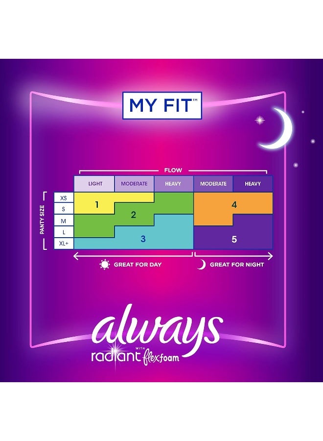 Always Radiant Flexfoam Pads for Women, Size 5, Extra Heavy Overnight Absorbency, With Wings, Scented, 18Count - Image 4