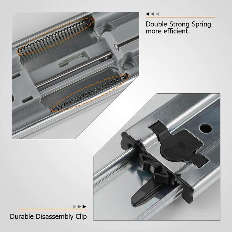LONTAN 1 Pair Side Mount Heavy Duty Drawer Glides 22 inch Soft Close Drawer Slides 100 LB Capacity Ball Bearing Full Extension Cabinet Rails - Image 4