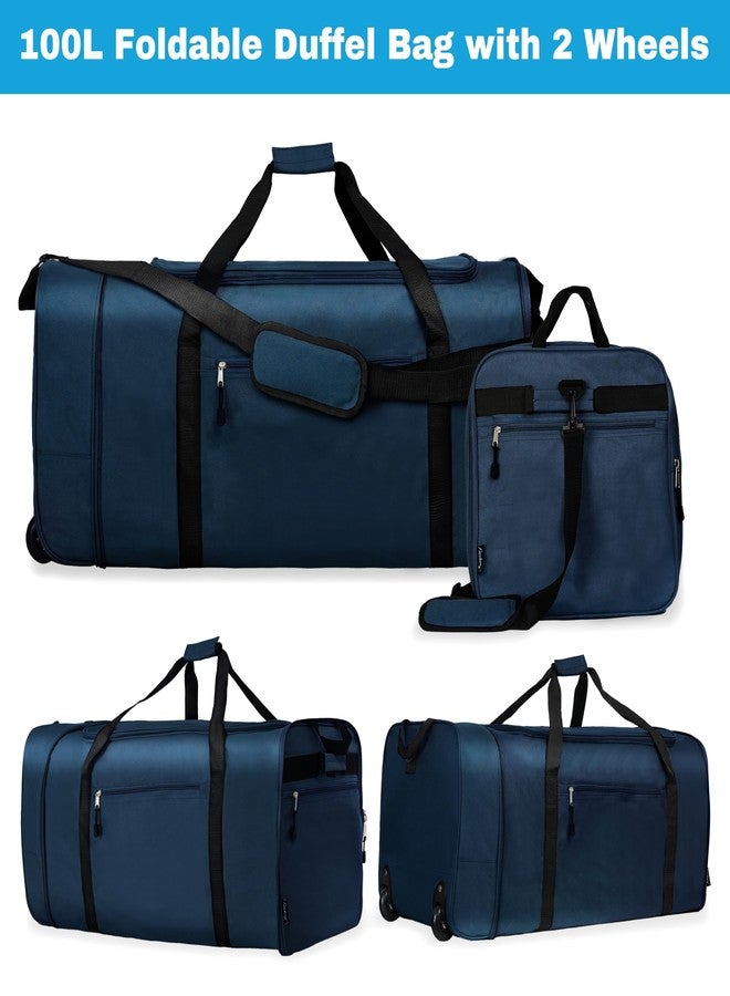 Finnhomy Expandable Rolling Duffel Bag with 2 Wheels Foldable Duffel Bag for Travel Carry on Duffel Bag with Wheels, BLUE, 32.68 x 13.39 x 14.17 inches, Foldable Luggage With Wheels - Image 3