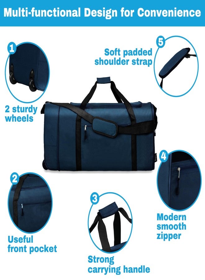 Finnhomy Expandable Rolling Duffel Bag with 2 Wheels Foldable Duffel Bag for Travel Carry on Duffel Bag with Wheels, BLUE, 32.68 x 13.39 x 14.17 inches, Foldable Luggage With Wheels - Image 4
