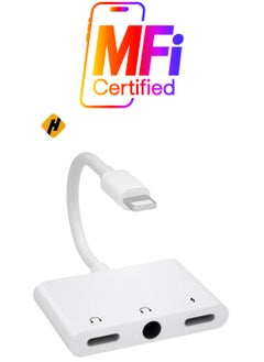 Lightning Headphone Audio Adapter Splitter for iPhone/iPad,Lightning to 3.5mm Headphone Jack Adapter & dongle,Aux Audio Adapter for iPhone 14/13/12/11/X/8/8plus/7/7plus/iPad Support iOS 16