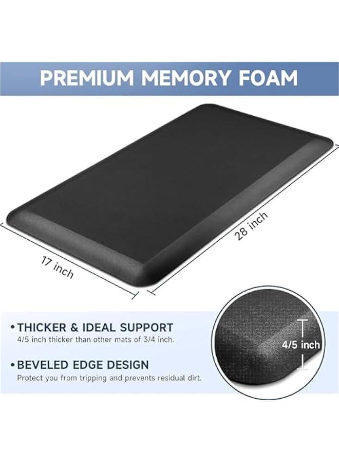 HOOKOR Thick Kitchen Mats for Floor, Kitchen Rug for Standing Desk, Non-Slip, Thicker, Stain Resistant, Waterproof, Comfort Anti Fatigue Floor Mat for Home, Kitchen, Office - Black - Image 3