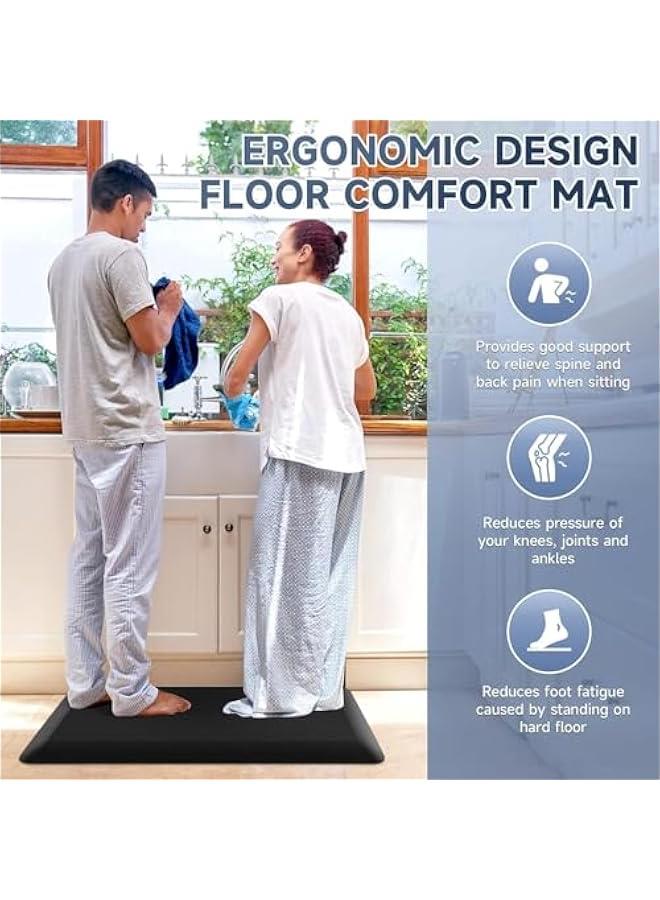HOOKOR Thick Kitchen Mats for Floor, Kitchen Rug for Standing Desk, Non-Slip, Thicker, Stain Resistant, Waterproof, Comfort Anti Fatigue Floor Mat for Home, Kitchen, Office - Black - Image 4