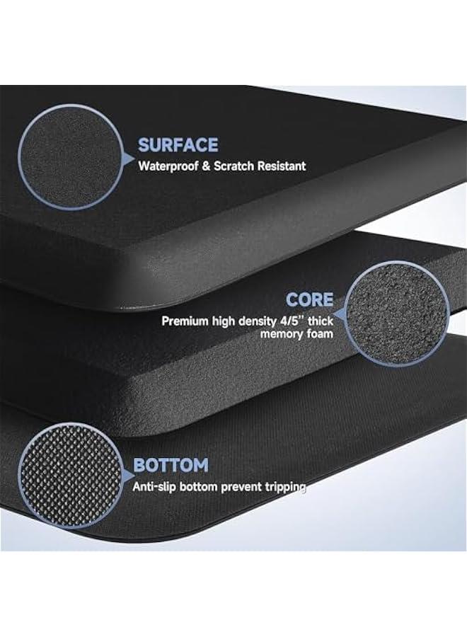 HOOKOR Thick Kitchen Mats for Floor, Kitchen Rug for Standing Desk, Non-Slip, Thicker, Stain Resistant, Waterproof, Comfort Anti Fatigue Floor Mat for Home, Kitchen, Office - Black - Image 5