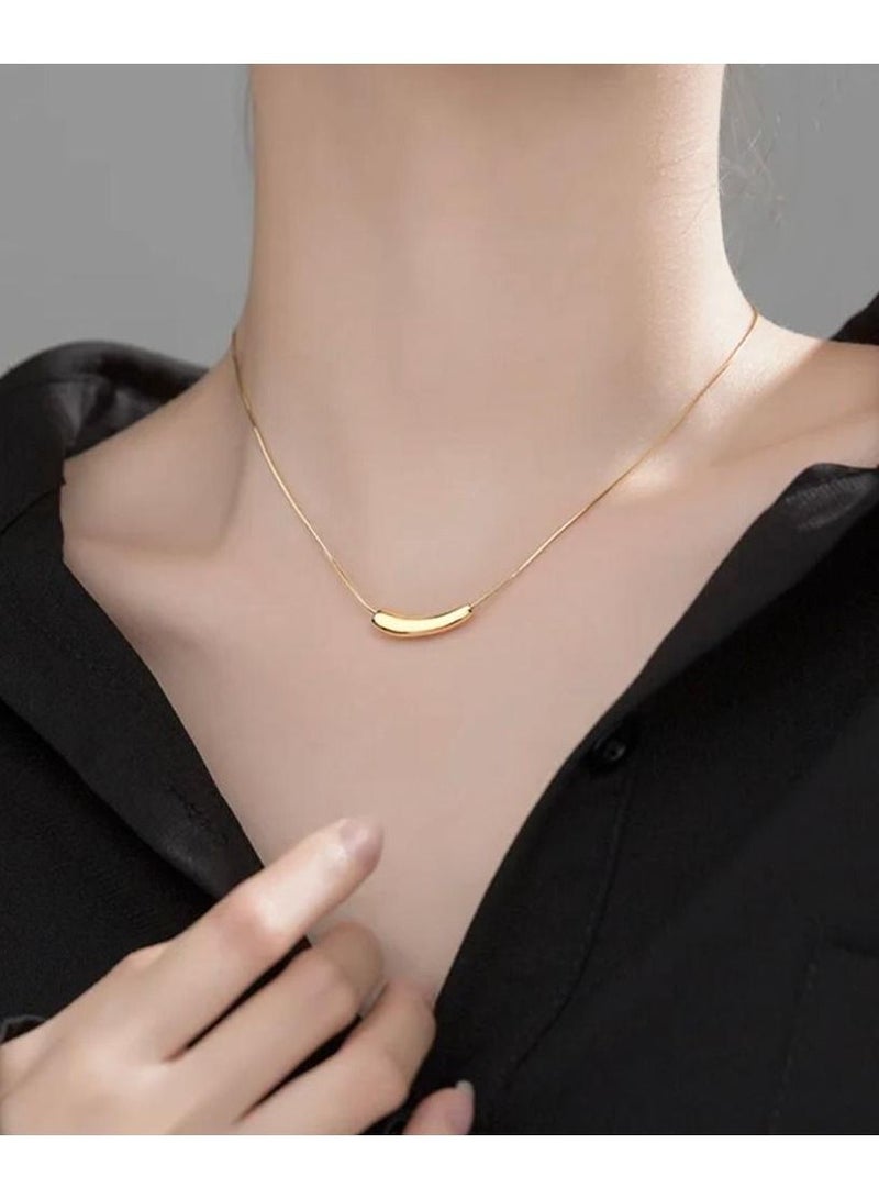 Luxury Bee Short Bar Snake Chain Silver Sterling 925 Minimalist Necklace Golden Color.