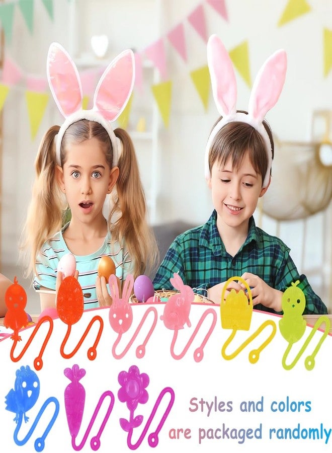 Howzcci 24 Pack Easter Sticky Hands Toys Easter Egg Bunny Chick Carrot Flower Basket Sticky Stretchy Toys for Kids Girls Boys Easter Basket Stuffers Party Favors Gifts - Image 5