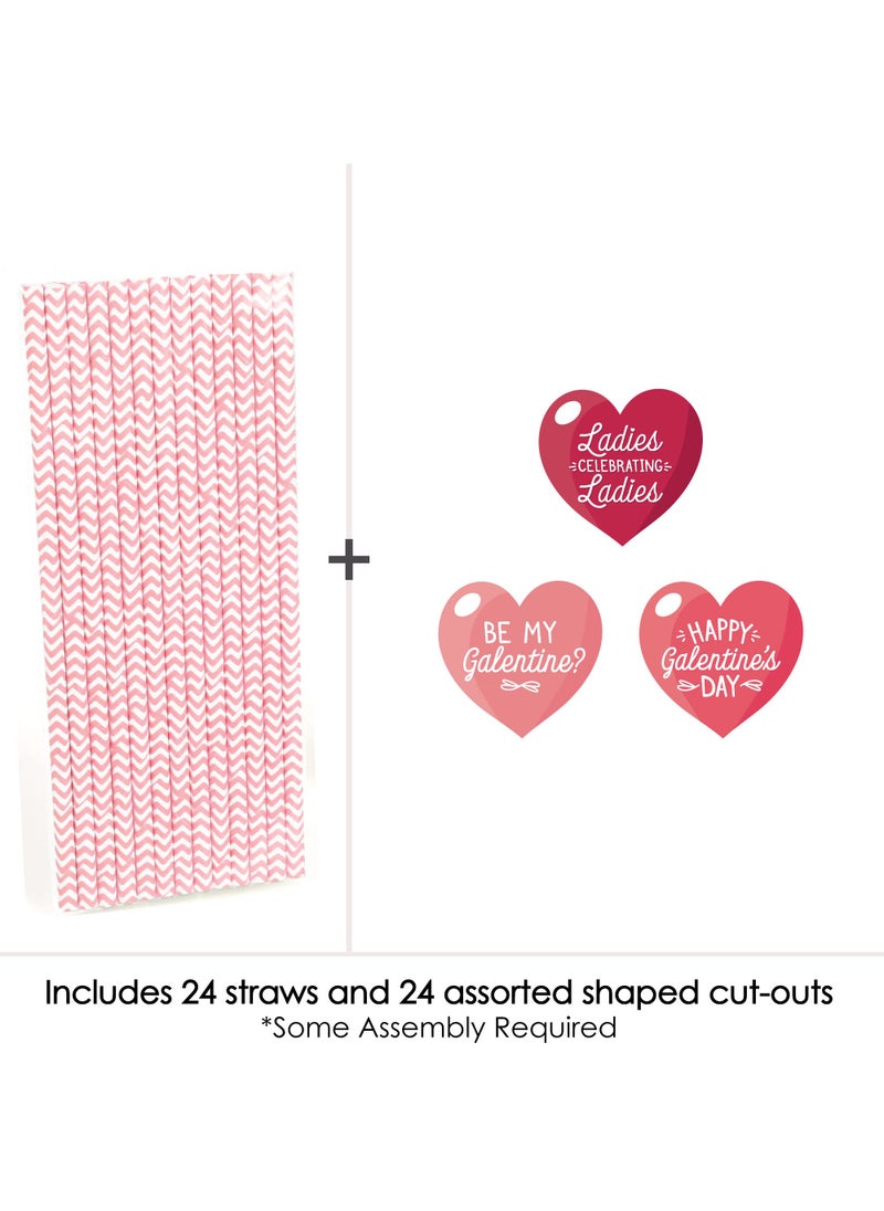 Big Dot of Happiness Big Dot of Happiness Happy Galentines Day - Paper Straw Decor - Valentines Day Party Striped Decorative Straws - Set of 24  - Image 3