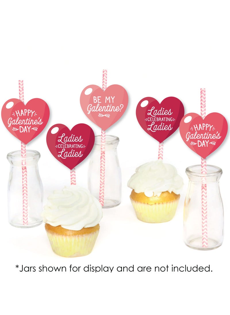 Big Dot of Happiness Big Dot of Happiness Happy Galentines Day - Paper Straw Decor - Valentines Day Party Striped Decorative Straws - Set of 24  - Image 5