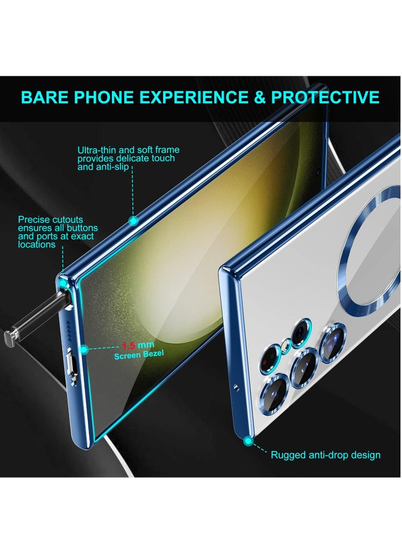 بورتوني جراب Galaxy S23 Ultra MagSafe مع واقي عدسة الكاميرا المغناطيسي الشفاف الحماية الكاملة بطلاء مضاد للخدش رفيع رفيع لهاتف Samsung Galaxy S23 Ultra - Image 3