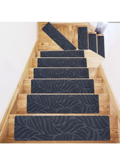 10-Pack Carpet Stair Treads 8"x 30",Self-Adhesive Carpet Stair Runner with Non Skid Rubber Stair Treads Non-Slip Step Mats,Grey