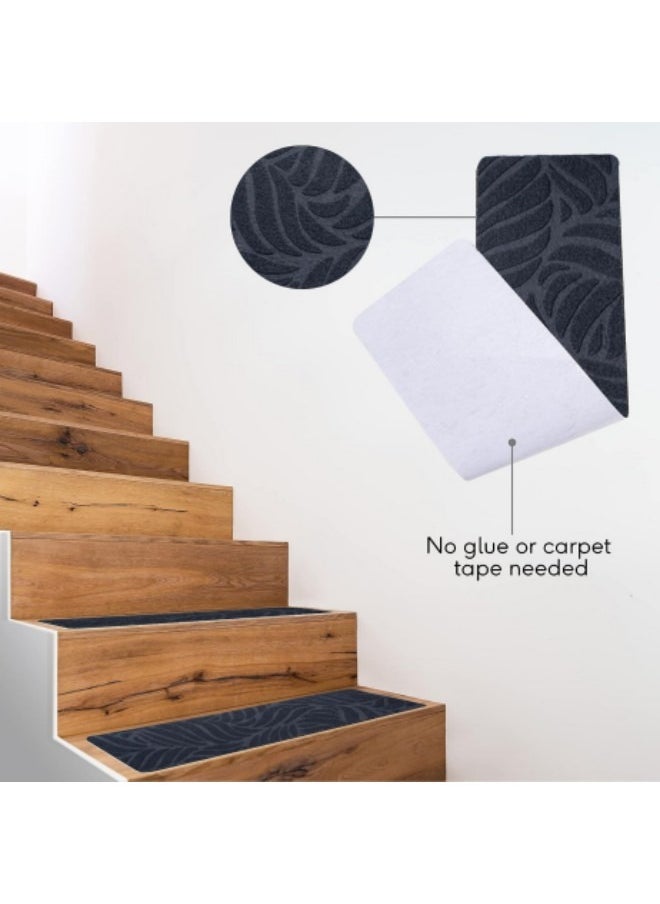 10-Pack Carpet Stair Treads 8"x 30",Self-Adhesive Carpet Stair Runner with Non Skid Rubber Stair Treads Non-Slip Step Mats,Grey