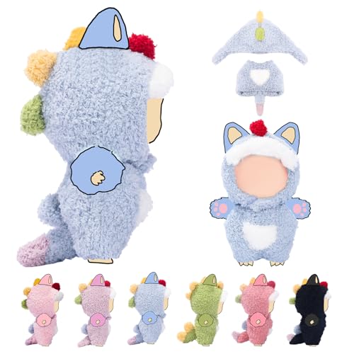 VVQUI Clothes for LABUBU 17cm Doll NO Dolls Dinosaur Outfit for LABUBU Dino Dolls Keychain Accessories Faking Animal Style Outfit Jumpsuit Dinosaur Costume for LABUBU Light Blue - Image 1