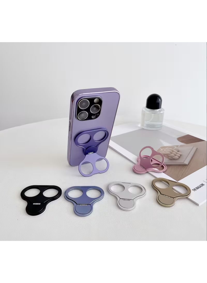 حامل حلقي للهاتف، مسند إصبع قابل للطي، دوار 360 درجة، حامل خلفي للهاتف، مناسب للمكتب، متوافق مع الهواتف (أسود) - Image 2