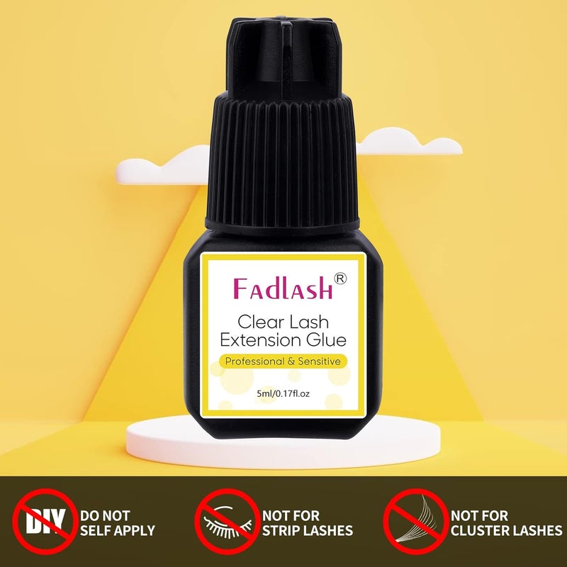 FADLASH Lash Glue for Eyelash Extensions 5ml Clear Eyelash Glue 1S Drying Time 6 Weeks Retention Transparent Lash Extension Glue Extra Strong Eyelash Extension Glue Professional Use Only - Image 3