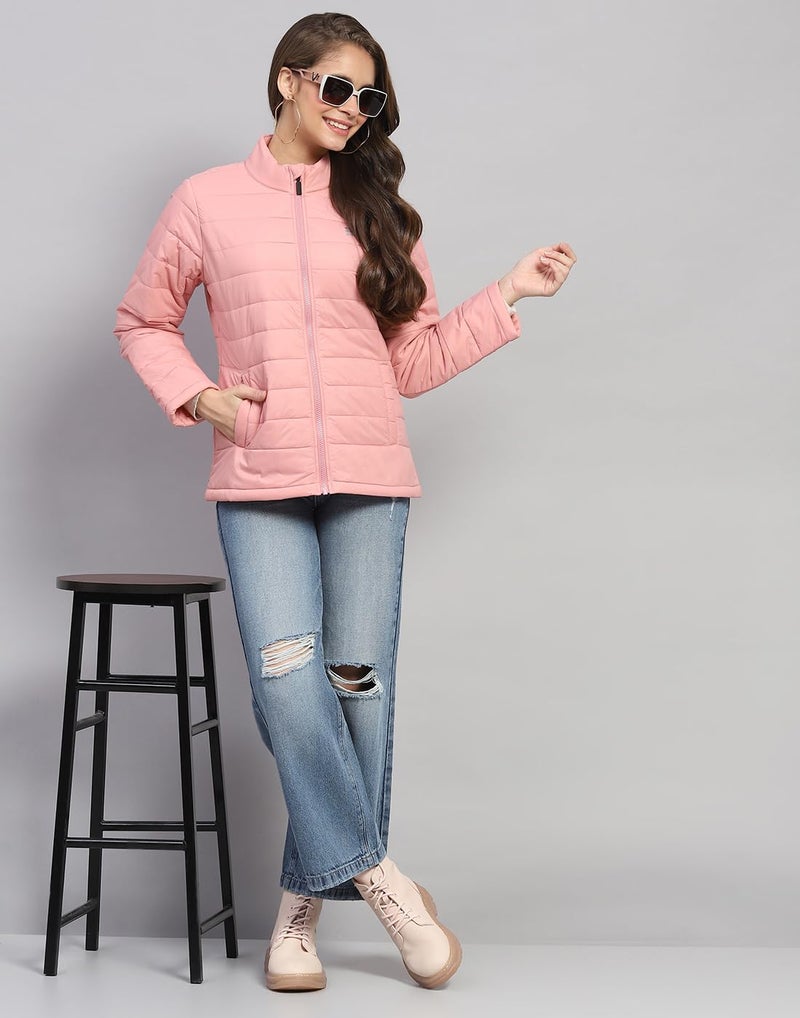 Rockit from House of Monte Carlo Womens Pink Solid Mock Neck Full Sleeve Jacket (2240102635-6-36) - Image 5
