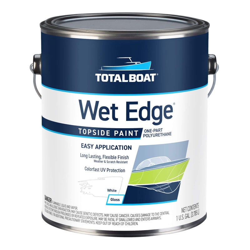 TotalBoat Wet Edge Topside Marine Paint Premium Polyurethane Coating for Boats, RVs, Exterior Trim, Fiberglass, Metal, and Wood (White, Gallon) - Image 1