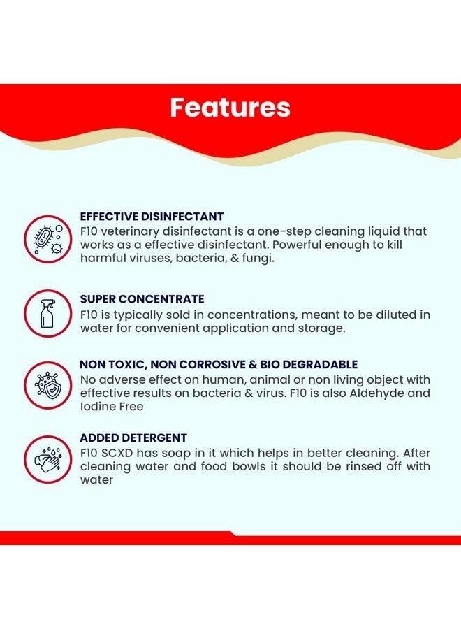 F10 SCXD Concentrated All Purpose Disinfectant Cleaner with Soap for Kennels, Litter Box, Cage, Terrariums, Habitats, Vet Practices - 100 ml (3.4oz) - Image 4