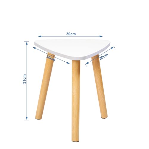 TARKAN Small Modern Wooden End Table for Living Room, Home, Office - Easy Assembly, White (30cm, Triangle) - Image 3